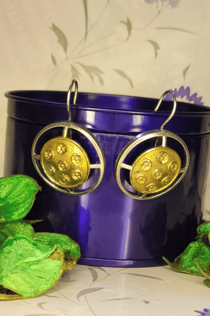 Dual Tone Hoops Earrings