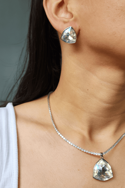 Austrian Crystal Pendant with Earrings & Solitaire Chain