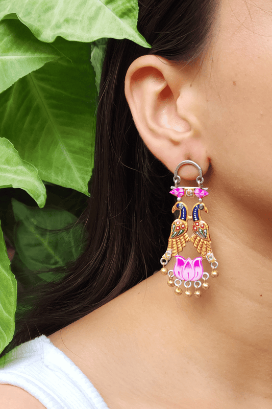 Peacock & Lotus Motif Earrings