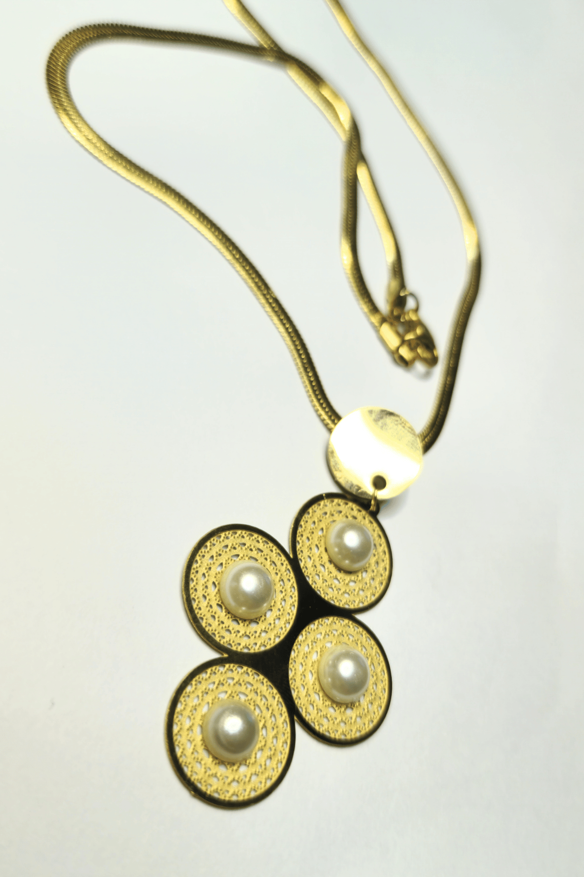 Italian Chain with Sphere Pearl Pendant & Earrings