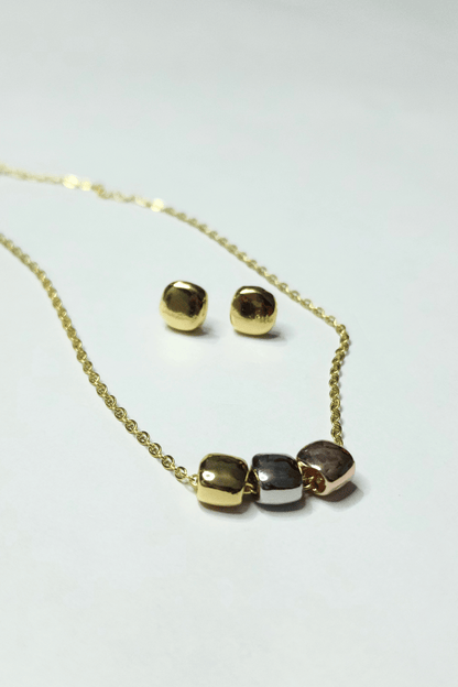 Triple Tone Pendant & Earrings