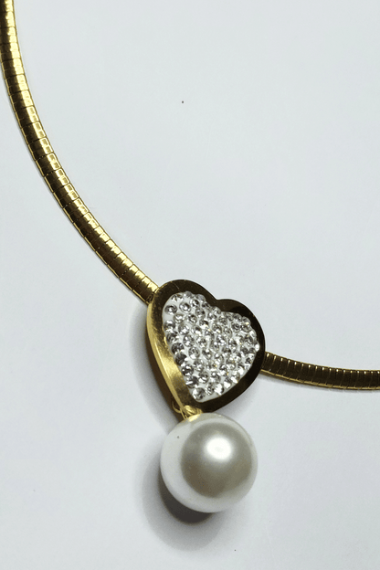 Italian Hasli with Heart Shaped Pearl Pendant & Earrings