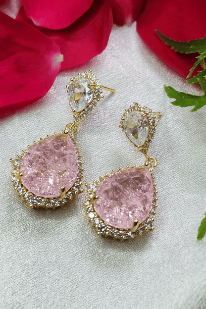 Pink Doublet Earrings with Solitaire