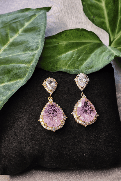 Pink Doublet Earrings with Solitaire