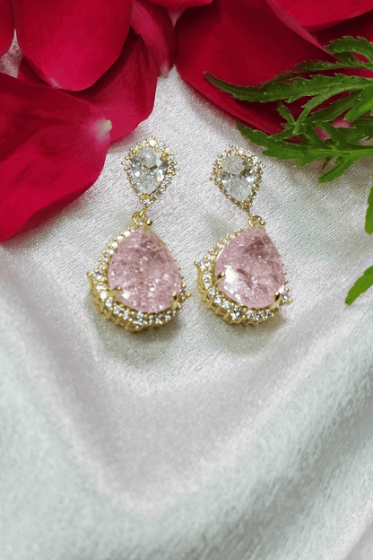 Pink Doublet Earrings with Solitaire