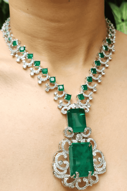 Nita Ambani Inspired Emerald Doublet Necklace & Earrings