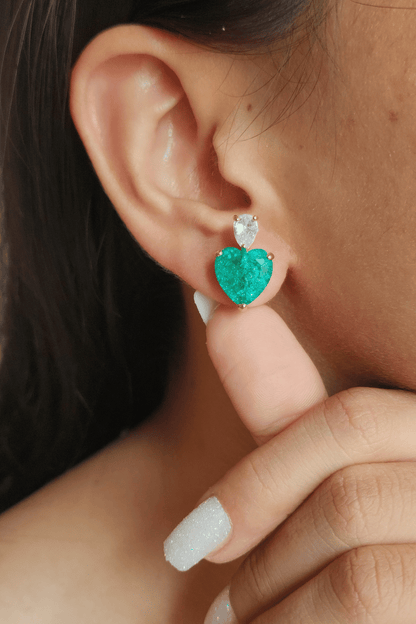 Heart Shaped Emerald Pendant with Earrings